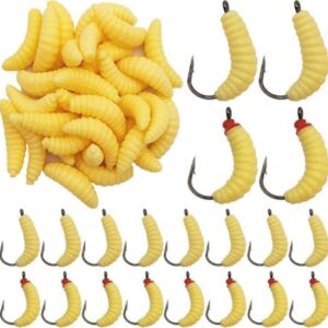 24 Pcs Soft Silicone Maggots Artificial Fishing Bait
