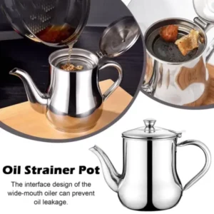 Premium Stainless Steel Oil Pot with Filter Strainer