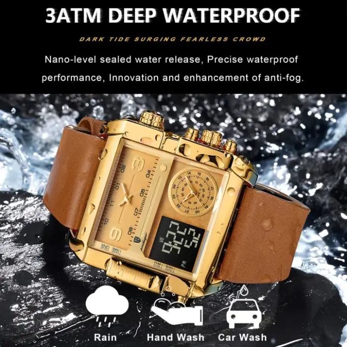 POEDAGAR Luxury Multifunction Rectangle Men's Watch - Image 2
