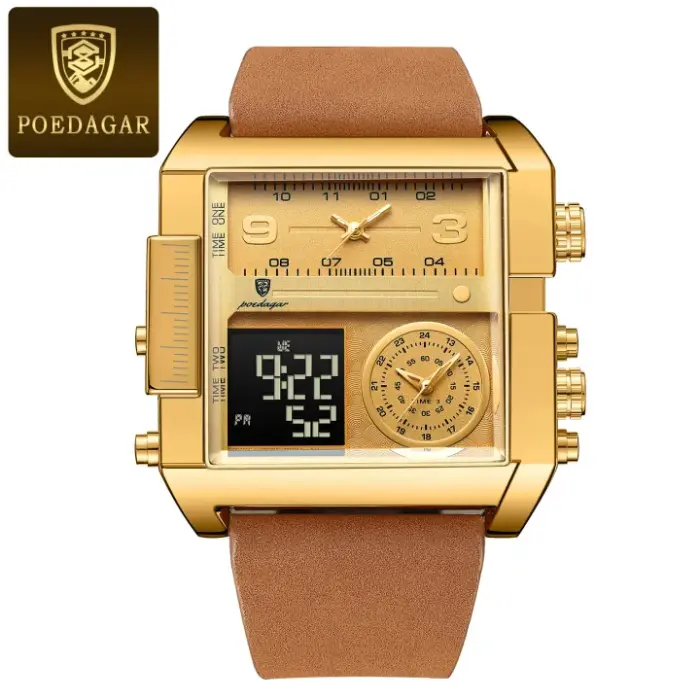 POEDAGAR Luxury Multifunction Rectangle Men's Watch - Image 6