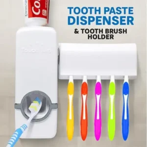 Automatic Toothpaste Dispenser & 5 Toothbrush Holder Set