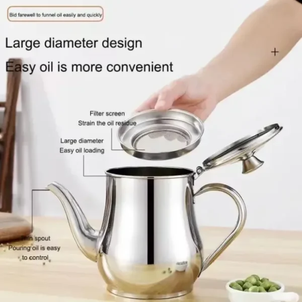Premium Stainless Steel Oil Pot with Filter