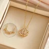 2-in-1 Magnetic Four Leaf Clover Heart Gold Necklace