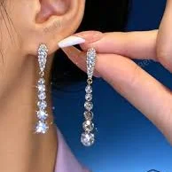 Sparkling Crystal Rhinestone Long Drop Earrings