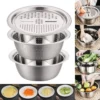 3Pcs Stainless Steel Drain Basket & Multifunctional Vegetable Cutter Set (26cm)