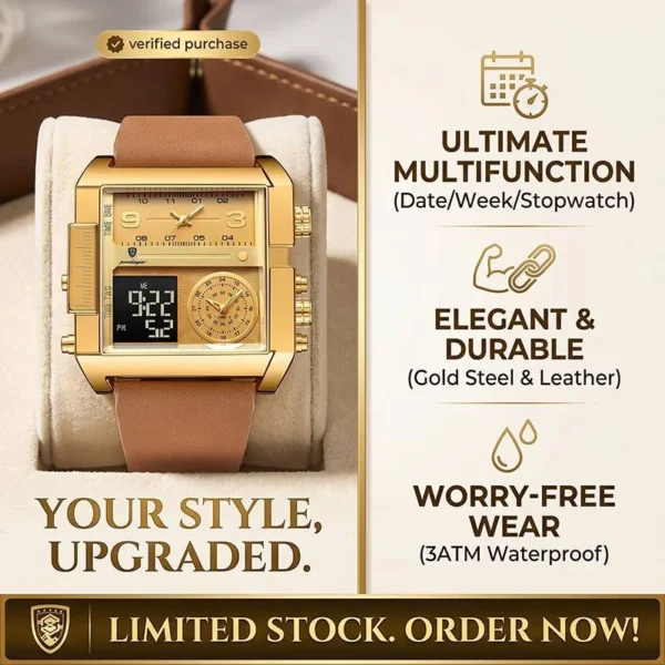 POEDAGAR Luxury Rectangle Men's Watch