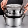 3-in-1 Stainless Steel Vegetable Cutter & Drainer
