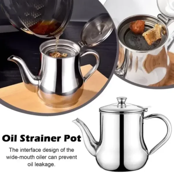 Premium Stainless Steel Oil Pot with Filter
