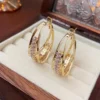 Elegant Multi-Layer Gold Rhinestone Hoop Earrings