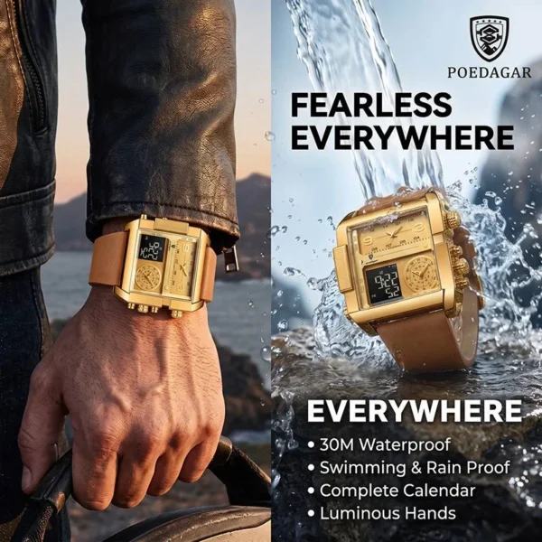 POEDAGAR Luxury Rectangle Men's Watch