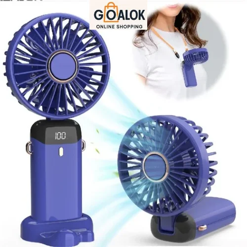 3-in-1 Portable Rechargeable Mini Fan with LED Digital Display (5-Speed)