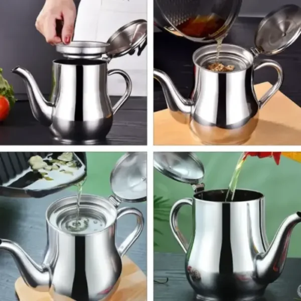 Premium Stainless Steel Oil Pot with Filter