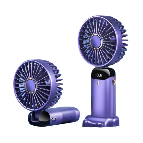 3-in-1 Portable Rechargeable Mini Fan with LED Digital Display (5-Speed)
