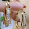 Elegant Multi-Layer Gold Rhinestone Hoop Earrings