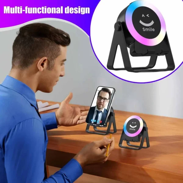 800dcc9b-abd3-411d-be1a-eba3e07a48c1.webp ZF18 Wireless Induction Sensor Speaker with Phone Stand & RGB Light
