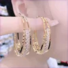 Elegant Multi-Layer Gold Rhinestone Hoop Earrings