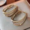 Elegant Multi-Layer Gold Rhinestone Hoop Earrings