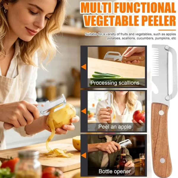 ১ পিস 3 in 1 Multi-Functional Stainless Steel Vegetable Peeler