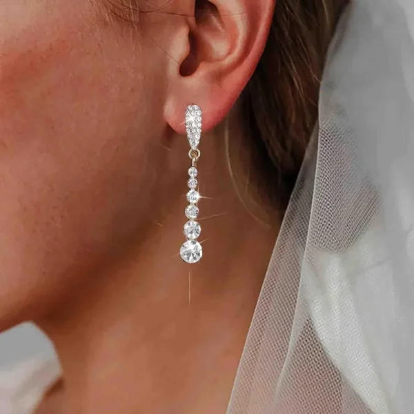 Sparkling Crystal Rhinestone Long Drop Earrings