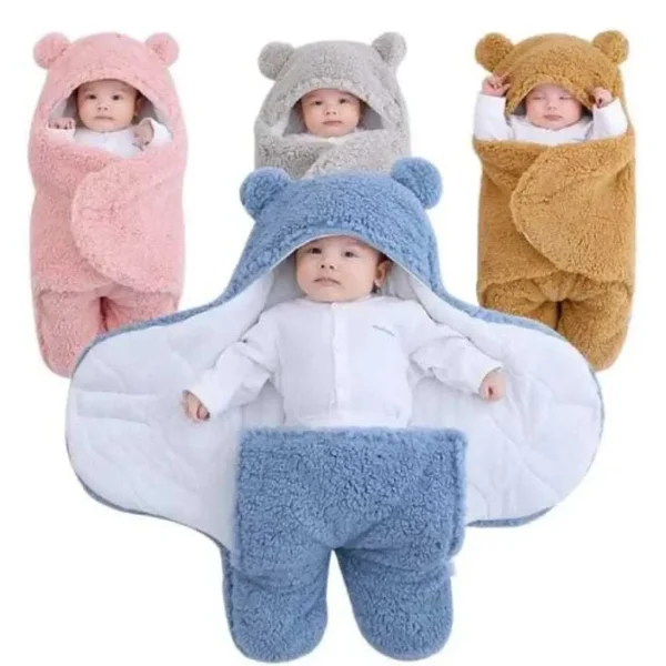 Cute Bear Hooded Ultra-Soft Baby Swaddle Blanket & Sleeping Bag
