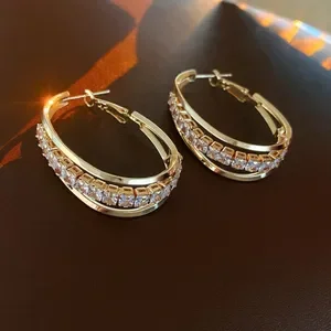 Elegant Multi-Layer Gold Rhinestone Hoop Earrings