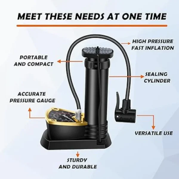 Portable Foldable Foot Air Pump with Pressure Gauge