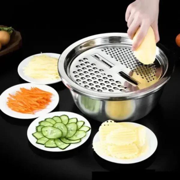 3-in-1 Stainless Steel Vegetable Cutter & Drainer