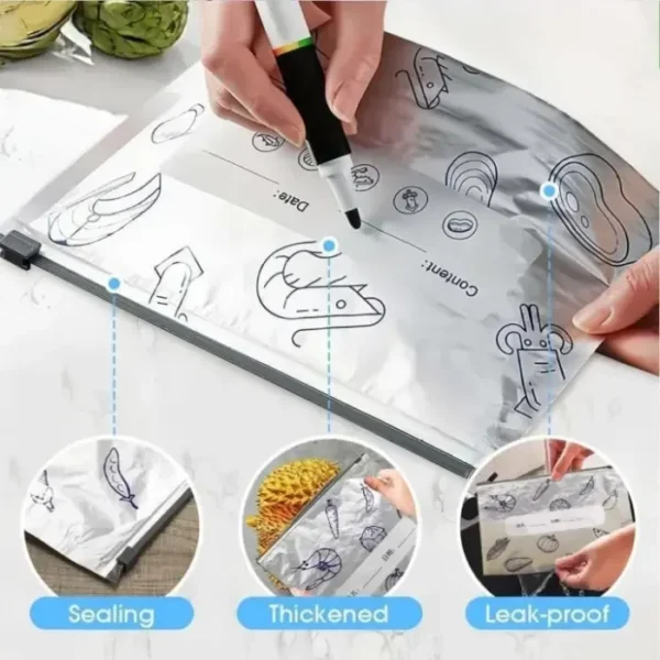 Reusable Aluminum Foil Freezer Bags - 10 Pack