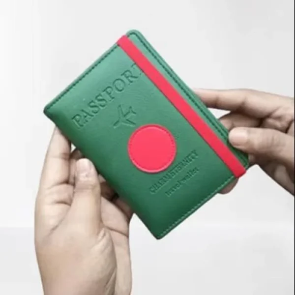 Bangla Flag PU Leather Passport Cover & Travel Wallet
